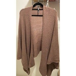 Torrid Brown Knit Ribbed Shawl Drape Front Cardigan Sleeveless Sweater One Size